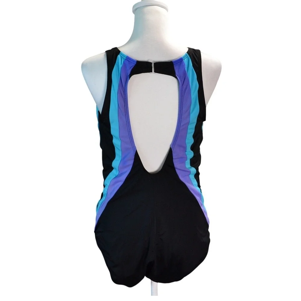Swimsuits For All‎ One Piece Swimsuit Travel Summer Black Aqua Purple Size 18